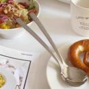 新款 长柄吃饭汤匙 锤纹不锈钢勺子家用吃饭圆头勺子调羹西餐韩式