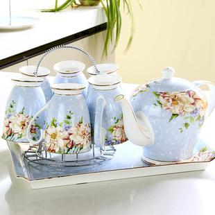 杯子托盘水壶水具欧式 陶瓷杯具家用水杯套装 耐热家用冷水壶结婚