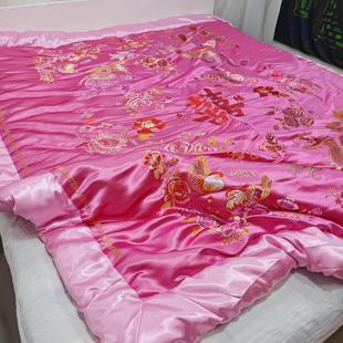 杭州丝绸绸缎被套老式被面段子古风床单龙凤结婚婚庆被中国风柔软