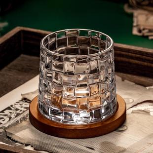 家用轻奢高档玻璃洋酒品酒杯托盘套装 高档创意旋转威士忌酒杯欧式
