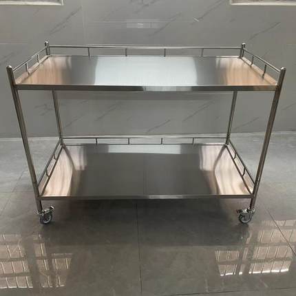 加厚不锈钢治疗车医用小推车扇形器械台医疗长方形仪器车手术推车