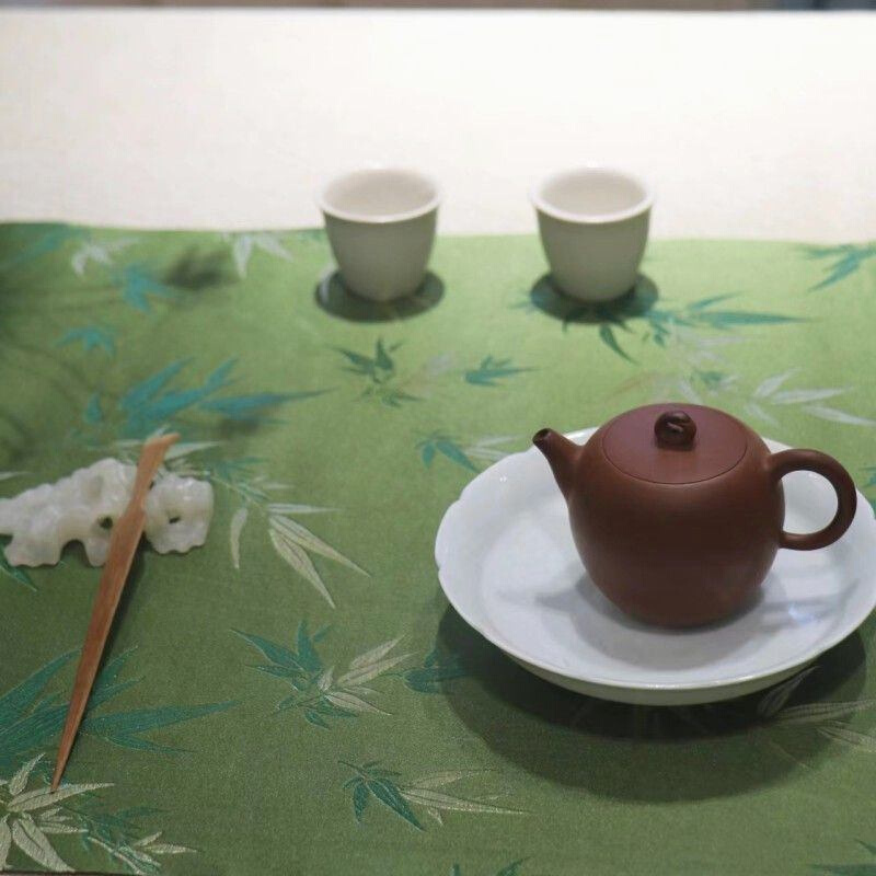 双面茶席古风长条竹子茶垫可定制尺寸织锦桌旗禅意茶旗新中式茶垫