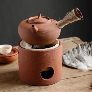 红泥烧炭炉家用户外煮茶炉小型功夫煮茶器砂銚烧水壶 炭炉陶土老式