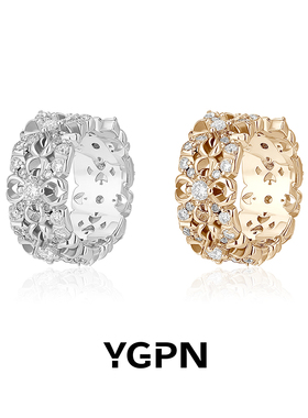 YGPN鸢尾花耳夹女莫桑钻原创菱形耳骨夹小众复古轻奢松弛感耳饰