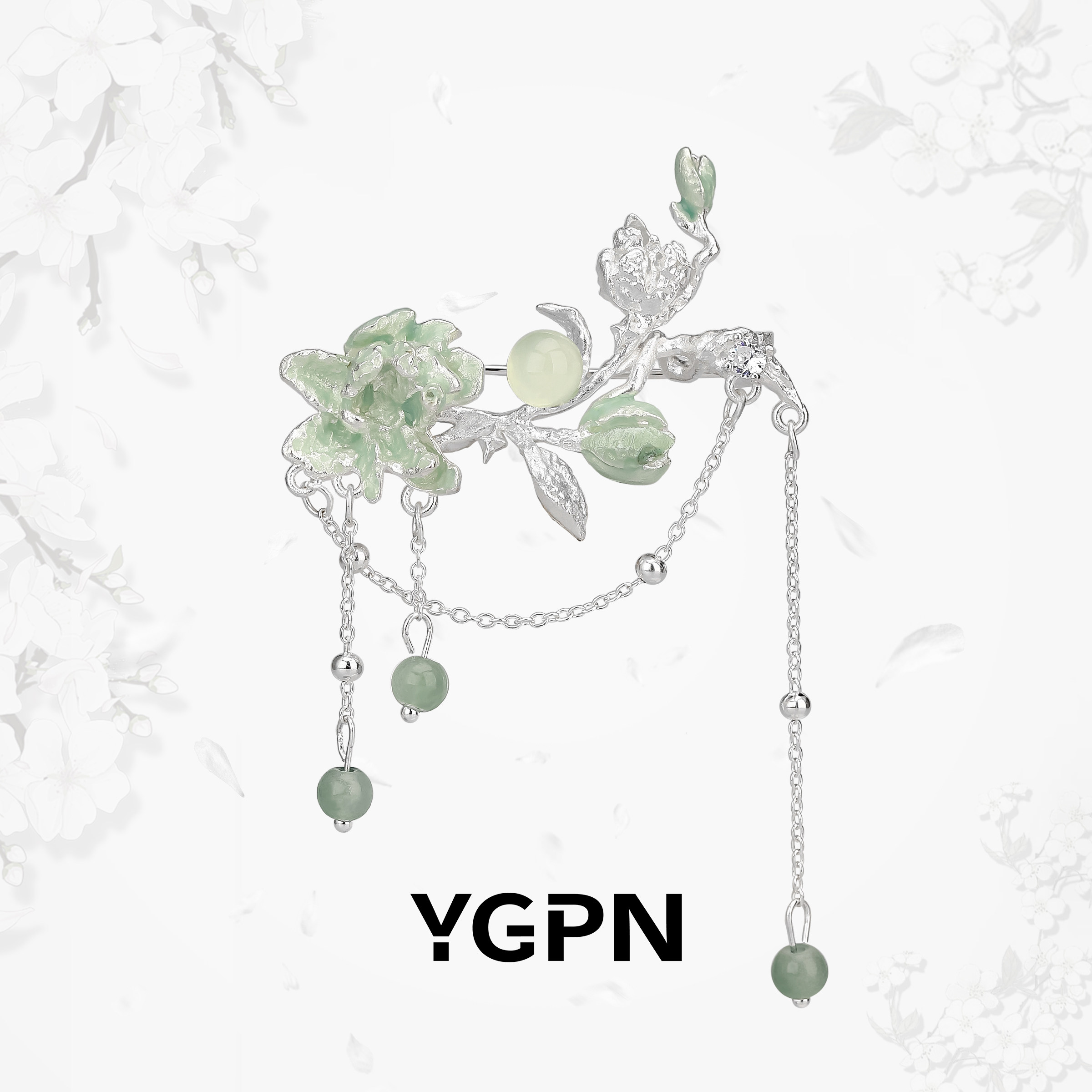 YGPN茉莉花胸针女款高端精致时尚设计感小众高级感轻奢新中式别针