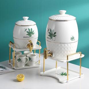 家用耐高温冷热水壶凉杯子北欧茶壶储水桶带龙头 轻奢陶瓷水具套装