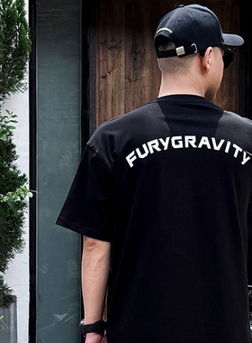 EYE OF STARK x FURY烫画痞帅潮oversize简约宽松重磅纯棉短袖T恤