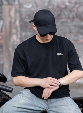 EYE OF STARK x FURY烫画黑色t恤男高级感百搭重磅纯棉短袖体恤潮