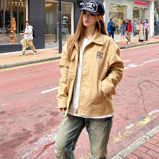 FYKSHOP美式复古字母刺绣星光熠熠设计感情侣百搭宽松工装夹克ins