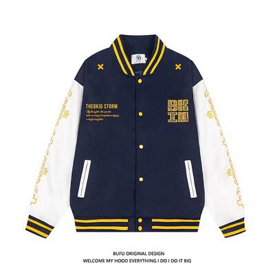 亿美式复古民族刺绣棒球服夹克