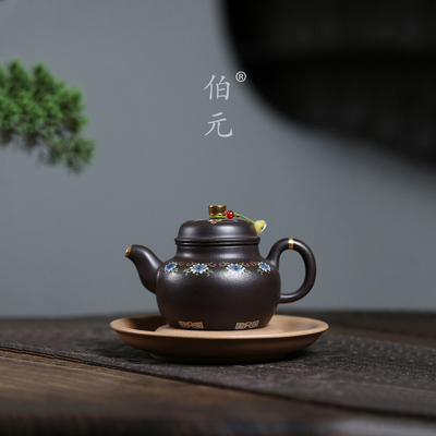 伯元中式紫砂手工珐琅彩德钟