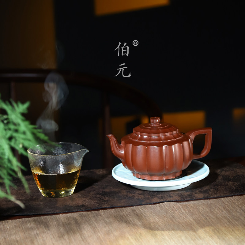 宜兴紫砂壶原矿小红泥莲心名家工艺师全手工泡茶具国风茶器 640ml