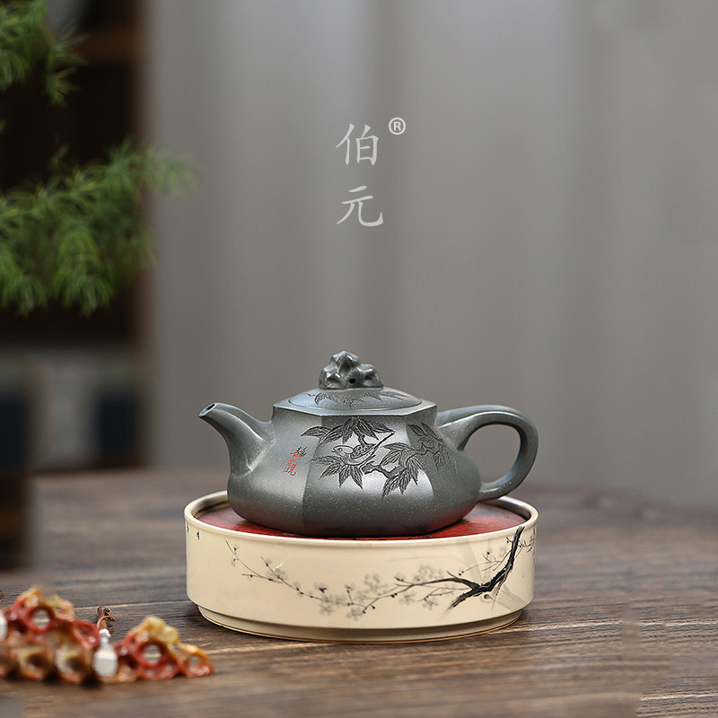 刻绘六方静观伯元紫砂中式