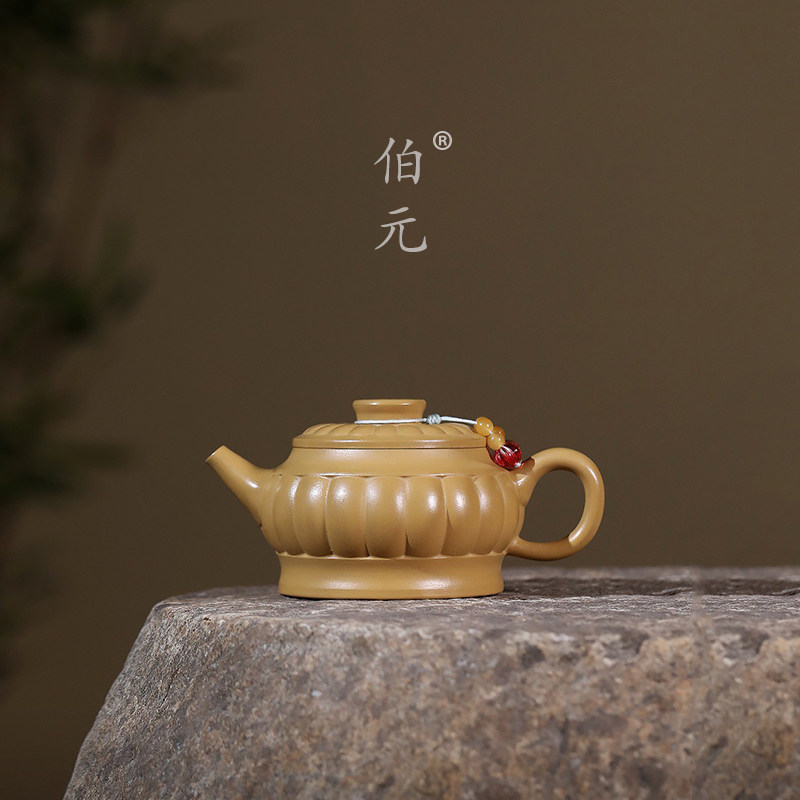 伯元中式紫砂原矿筋纹菊瓣