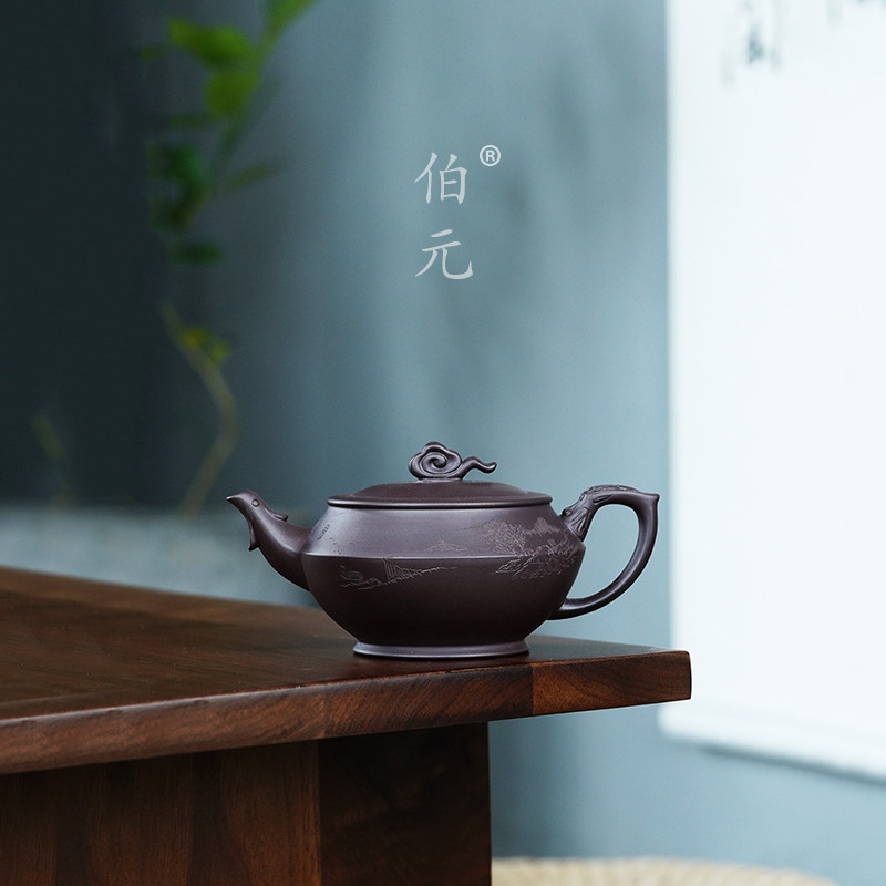 刻绘山水汉云伯元紫砂中式
