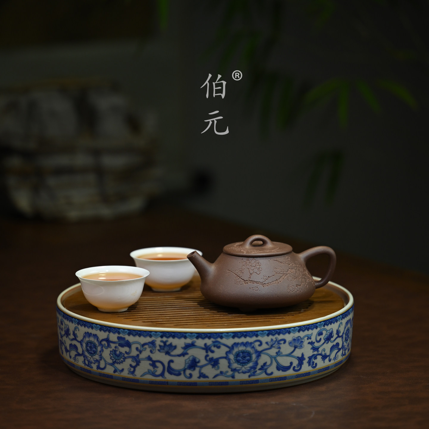 伯元中式紫砂刻绘子冶石瓢
