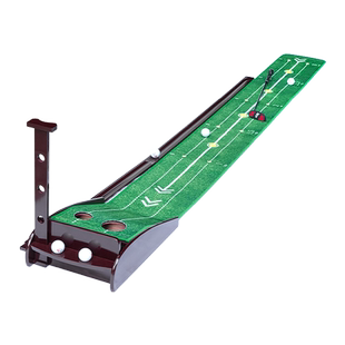 室内高尔夫推杆练习器 实木带挡球板天鹅绒练习毯 办公室家庭套装