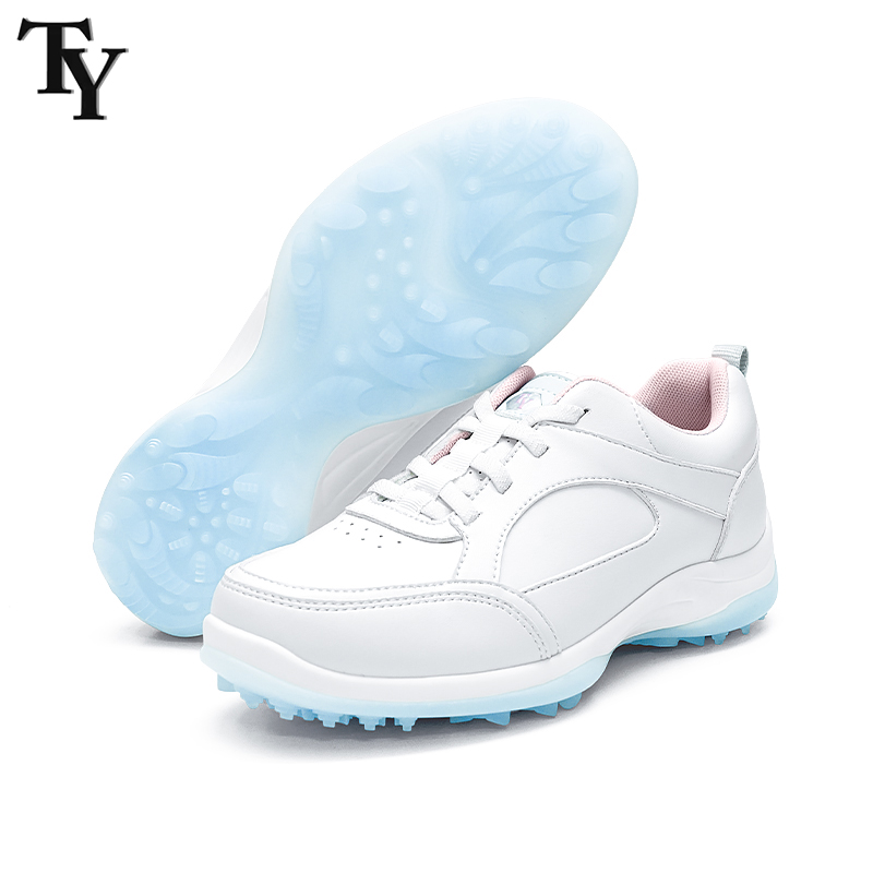 TY高尔夫女鞋弹力免系鞋带小白鞋