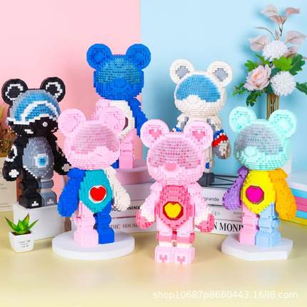 工厂创意小方乐摆件礼物玩具 拼装益智小颗粒客厅星际熊积木