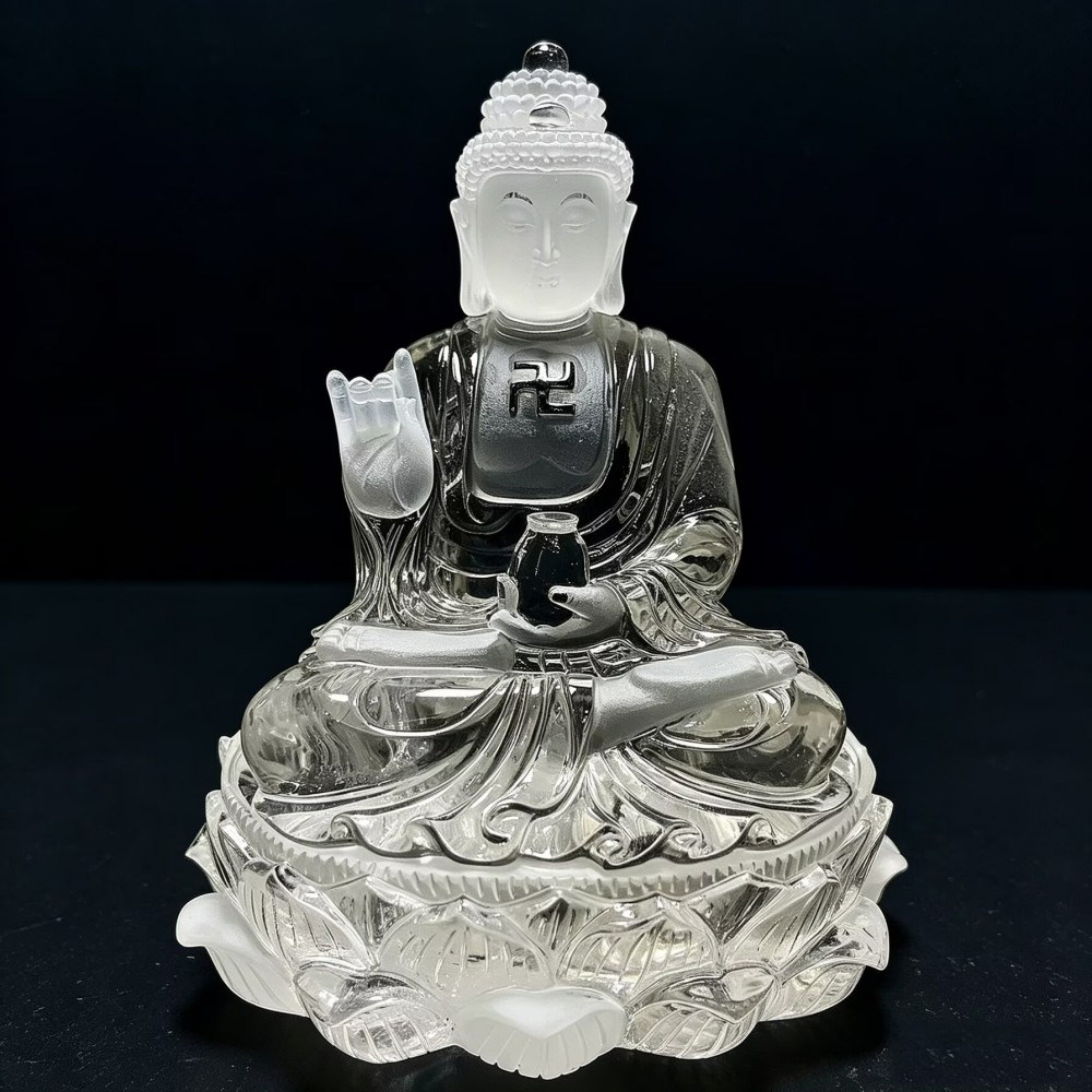天然白水晶释迦牟尼佛像摆件 原石精雕佛堂供奉居家吉祥水晶摆设