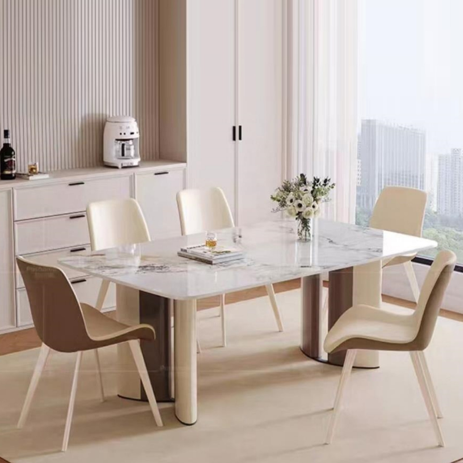 格调系列简约风岩板餐桌餐椅亮光岩板餐桌椅组合 一桌六椅,住宅家具,岩板餐桌,淘宝优惠券,粉丝福利购,淘宝优惠卷