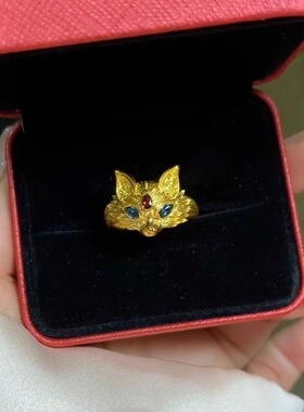 新款金色九尾狐戒指传承本命年桃花狐狸指环高颜值送女友礼物