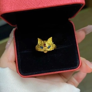 新款金色九尾狐戒指传承本命年桃花狐狸指环高颜值送女友礼物