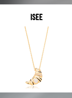 ISEEJewelry现货镀18K金牛角包个性设计趣味珍珠项链精致小众