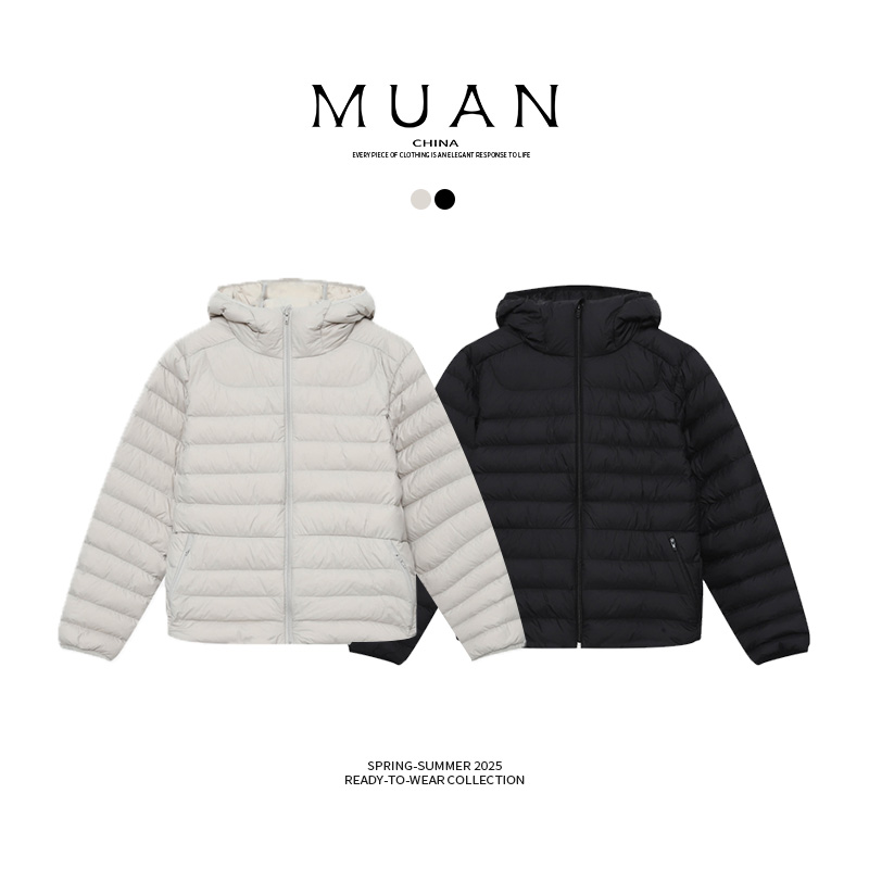 木岸muan排骨连帽羽绒服定制空气壳90白鸭绒保暖外套女D-MJ-F8358