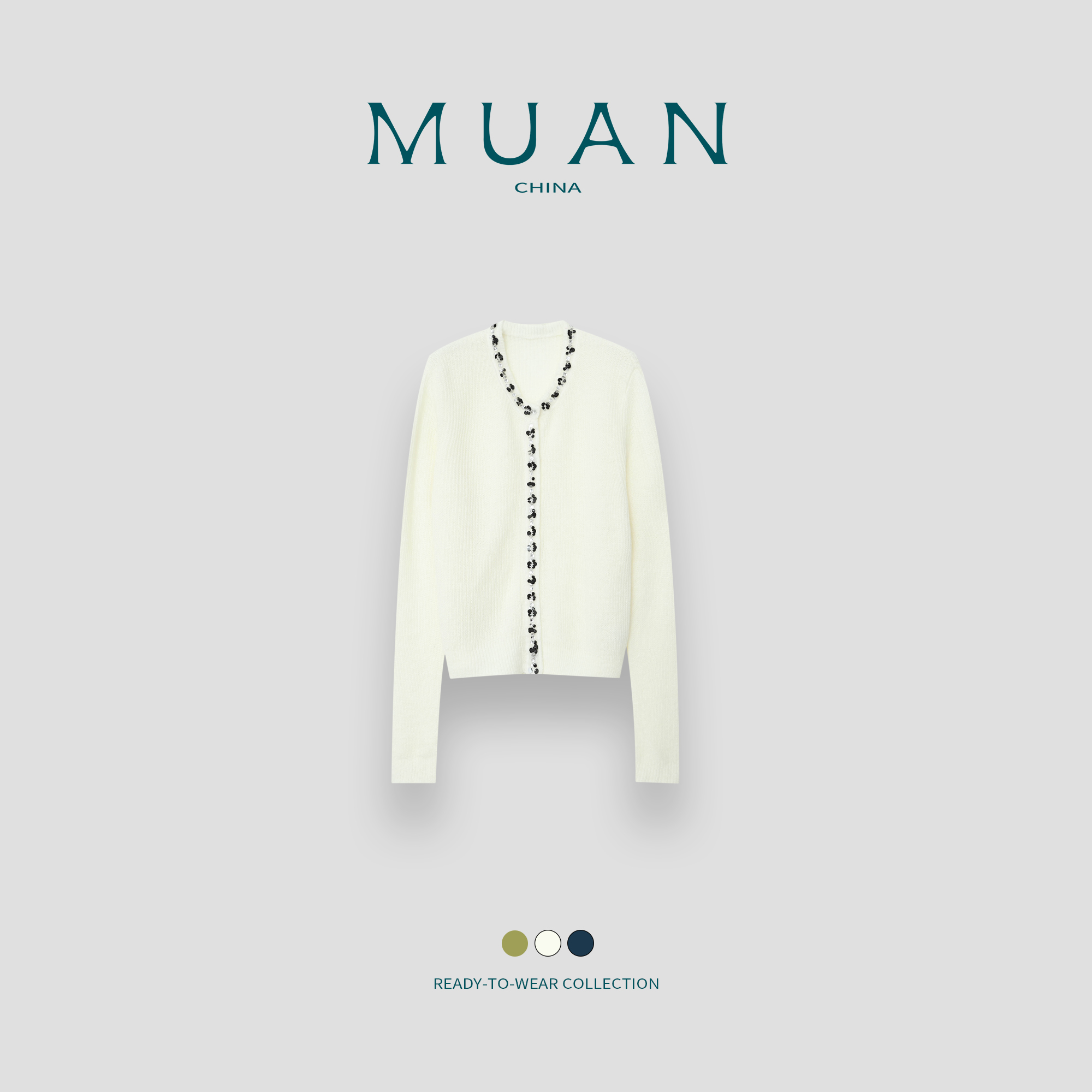 木岸muan法兰西毛衣定制280克钉珠法式针织衫宽松上衣女DG3-111