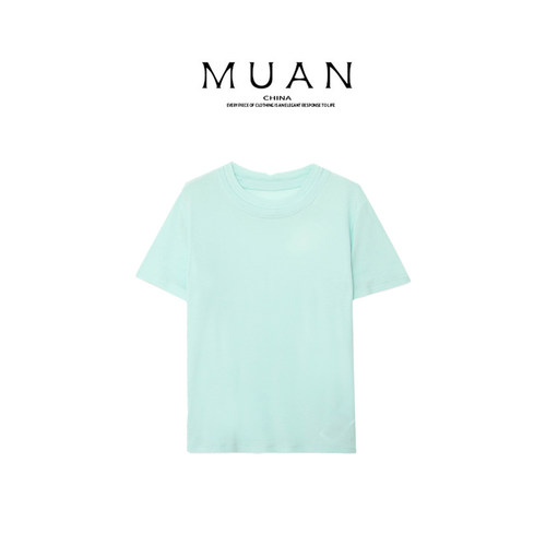 木岸muan微光T夏季新款高级定制简约圆领短袖上衣T恤女DG3-8958