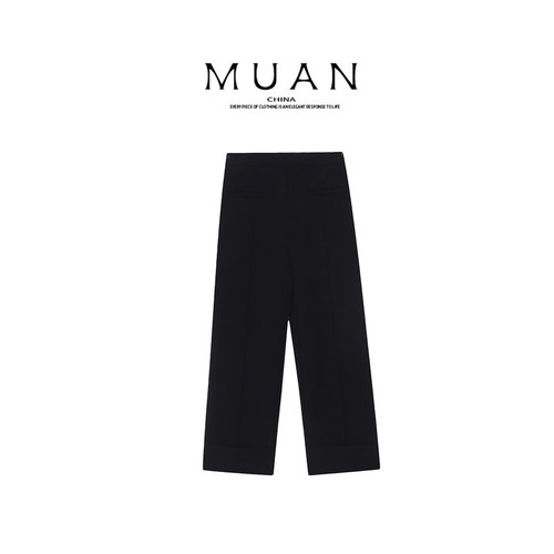 木岸muan米兰小西裤春秋百搭定制侧扣西装阔腿裤长裤女YJ-23301