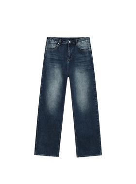 木岸muan多伦多牛仔定制宽松阔腿裤复古百搭水洗长裤女SJ-F8-507