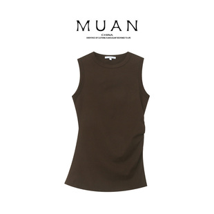 木岸muan意大利背心高级定制280克简约背心女DG3 8941