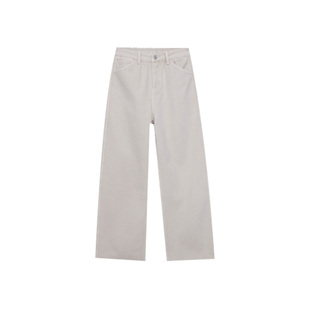 1128 木岸muan马克白牛加绒加厚100%纯棉920克直筒阔腿长裤 女D