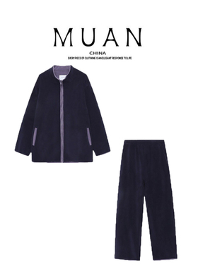 木岸muan迈阿密套装定制480克休闲摇粒绒奥利绒套装女D-MJ-F8639