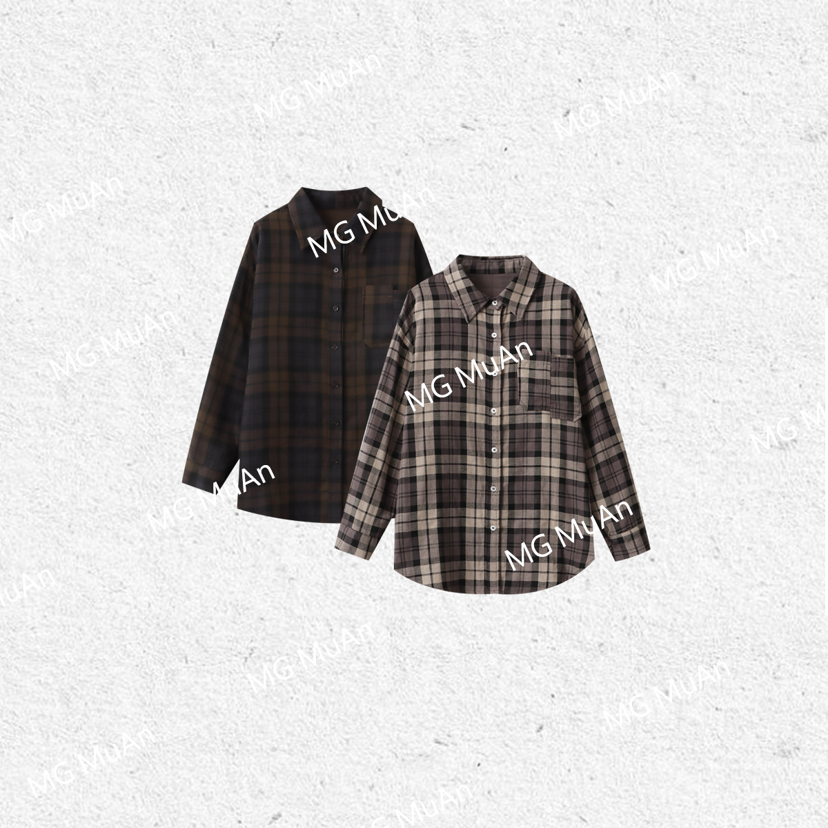 木岸muan生巧衬衫定制巴黎系列100%纯棉格纹衬衫上衣女HH-5889