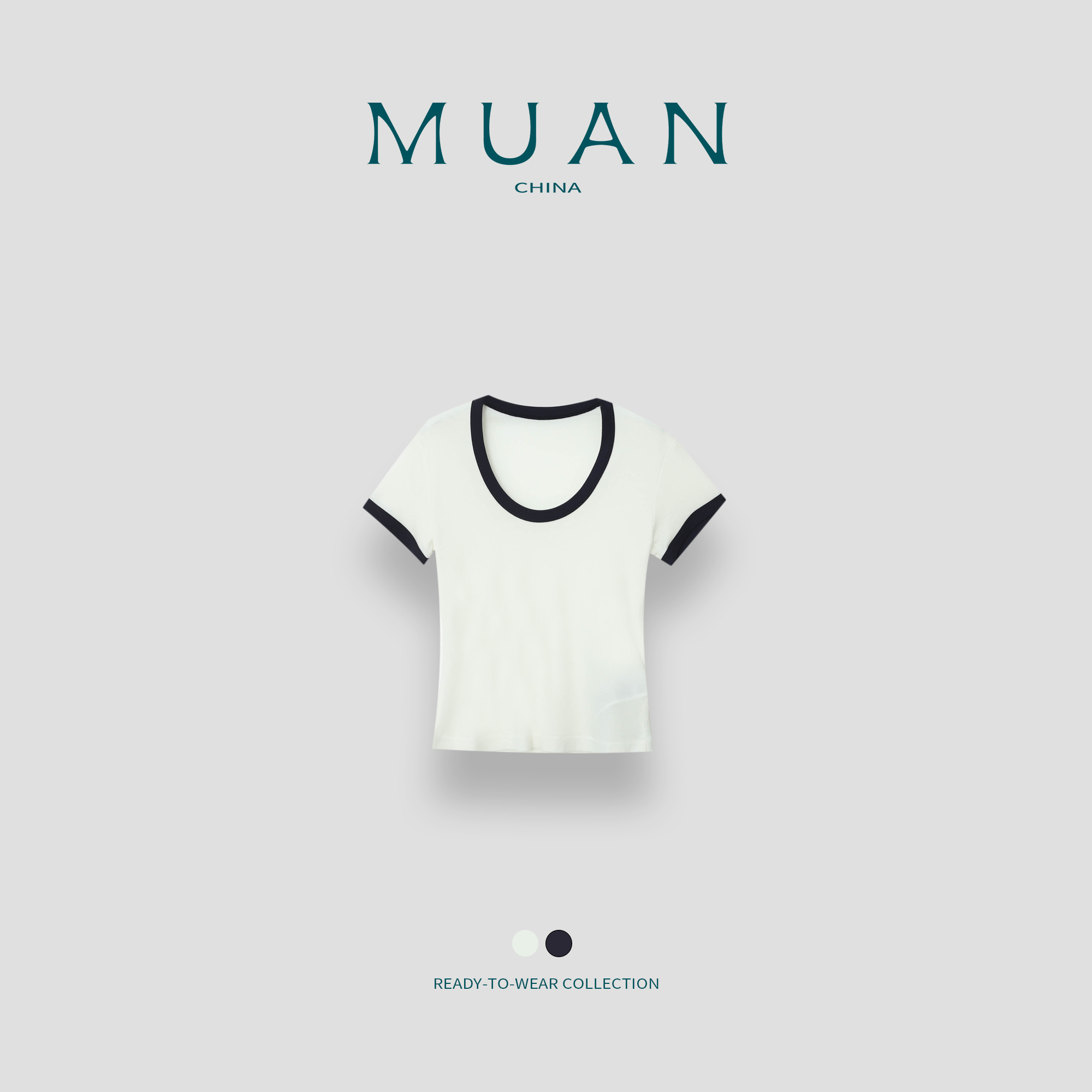 木岸MUAN：《苏打T》苏打系列定制U领高级百搭T恤上衣女DG3-8997