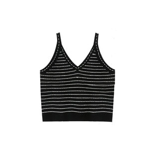 木岸muan明线马甲定制460克条纹吊带V领背心女羊毛女DG3 093