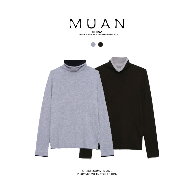 木岸muan格莱美针织衫定制美利奴羊毛135克冬季打底衫女D-DG3-173