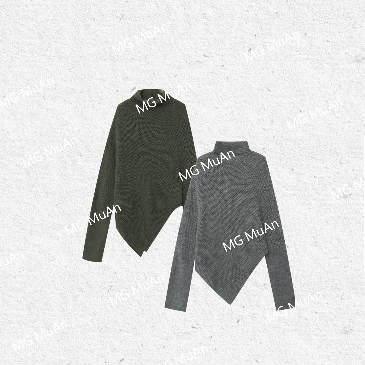 木岸muan造型感毛衣定制450克羊毛长袖不规则毛衣套头上衣DG3-052