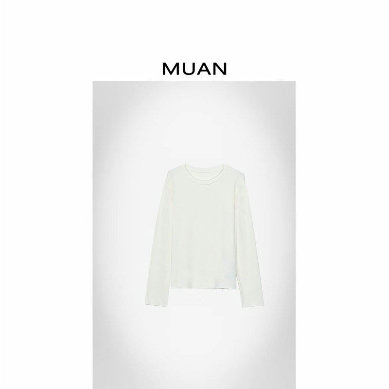 木岸muan小波浪打底衫羊毛宽松圆领百搭简约上衣打底女D-DG3-6821