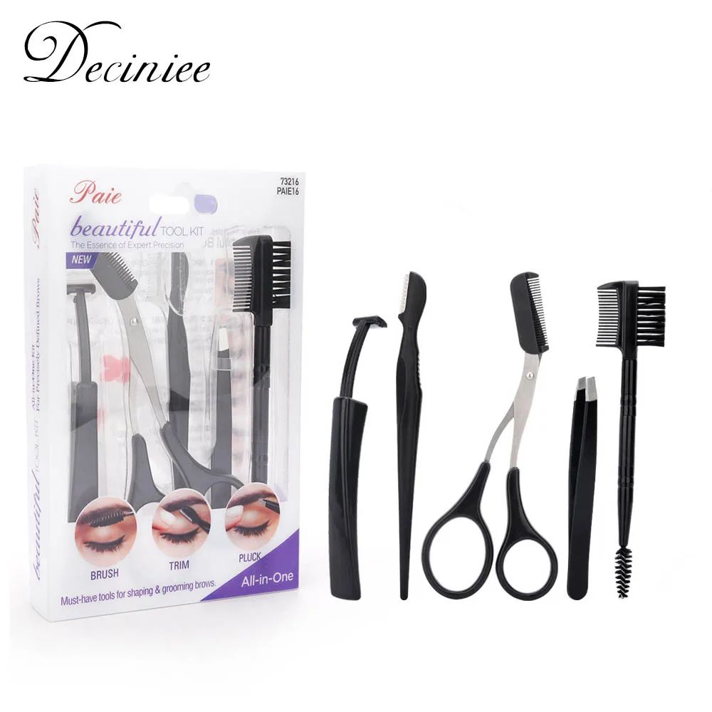 5pcs/set Eyebrow Kit Portable Stainless Steel Eyebrow Trimme 彩妆/香水/美妆工具 修眉刀 原图主图