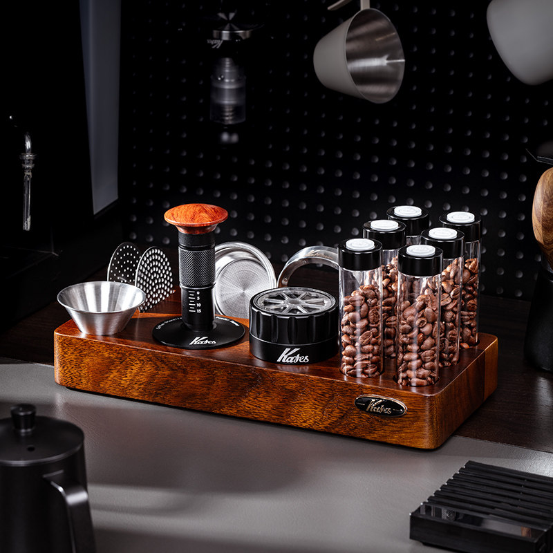 咖啡豆分装瓶试管架实木底座展示架配套咖啡器具套装压粉器布粉器