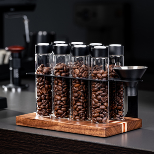咖啡豆密封罐分装瓶试管展示架单向排气阀咖啡豆保存罐专用闻香瓶