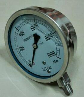 订货 pressure gauge -25mbar~+1000mbar不锈钢耐震压力表