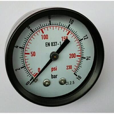 气动压力表（MA-50-1.6-ZG1/4-MPA,C445)轴向 压力16bar 230psi