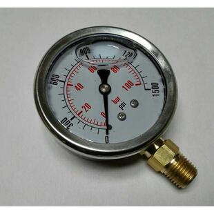 100bar 1500ps 耐震压力表 不锈钢外壳 63i i铜接头 68mm ytn