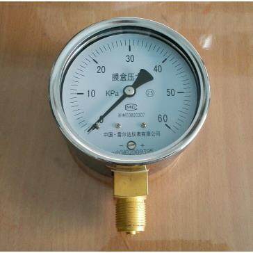 定货专用 中国雷尔达仪表有限公司 膜盒压力表 ye-150 0~60kpa