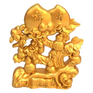 金属实心寿桃摆件祝寿礼品合金五福临H门葫芦玄关贺寿老人生日礼
